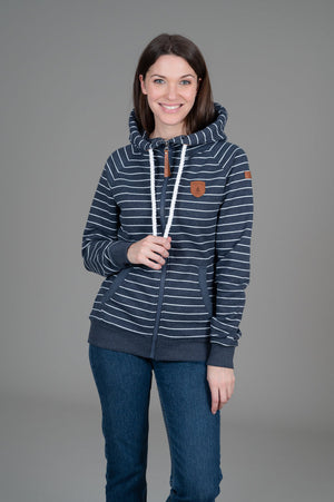 Hera Zip Up, Navy Stripe | Wanakome