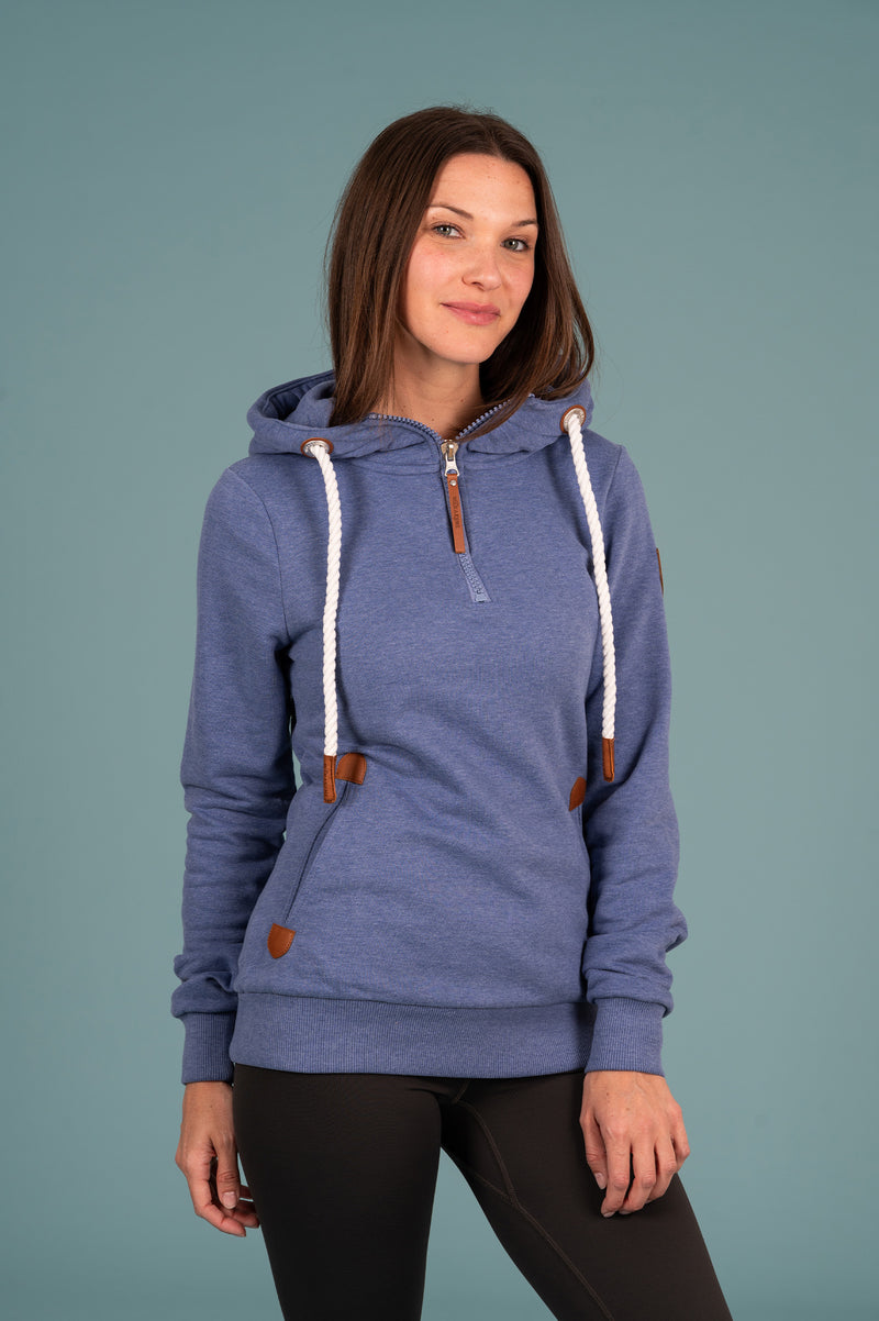 Ivy Half Zip Up Hoodie, Mineral Blue | Wanakome