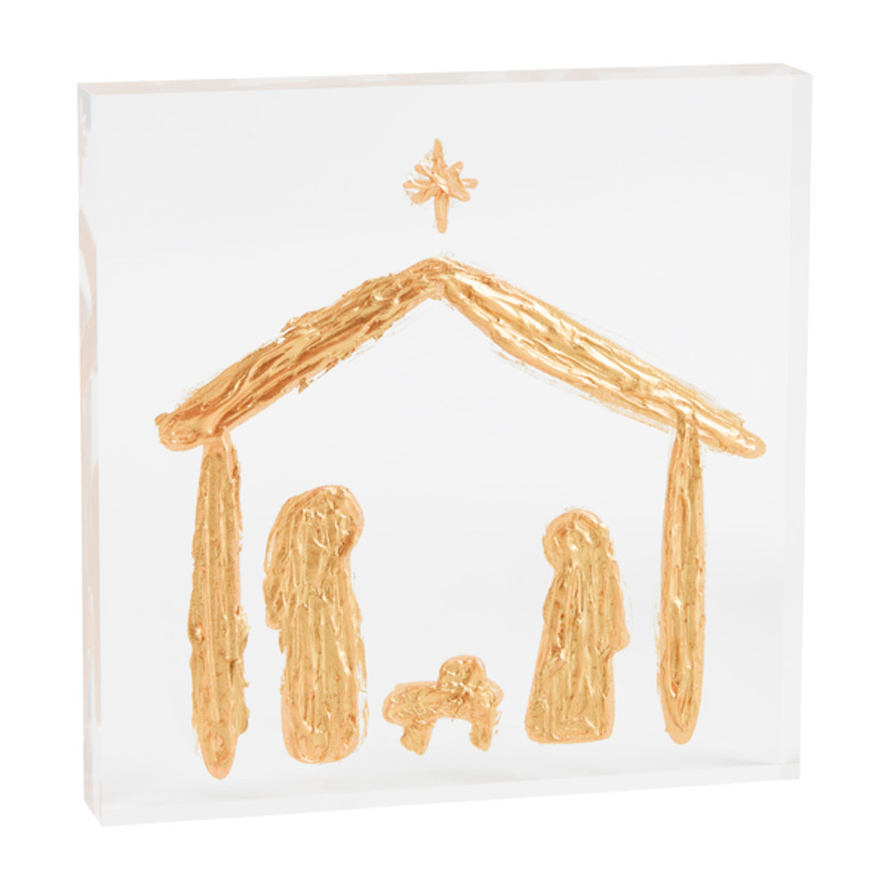 Acrylic Nativity Plaque w/ Gold Outline