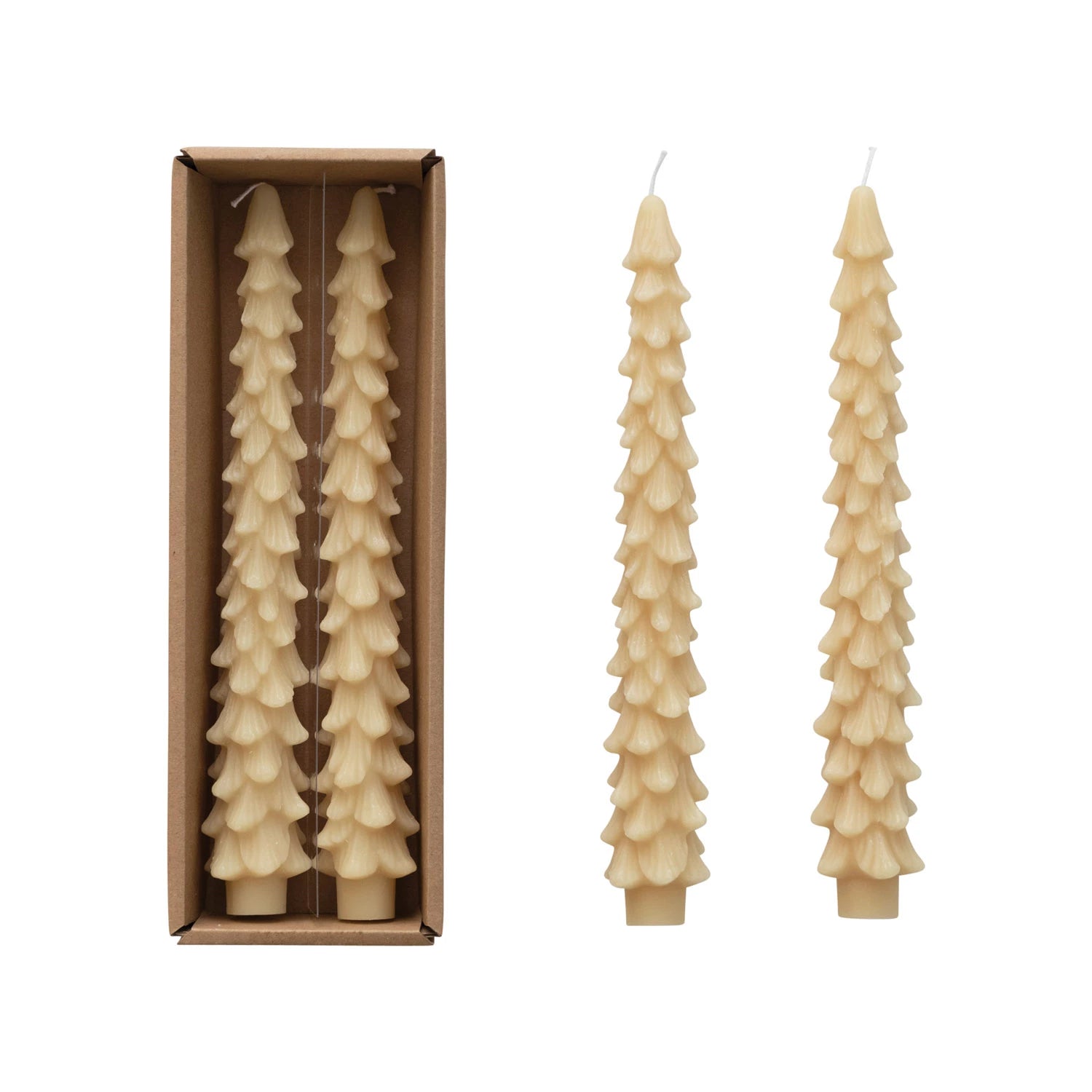 Unscented Tree Shaped Taper Candle, Ivory Eggnog - Short & Tall, 2 sizes | Home Decor & Candles