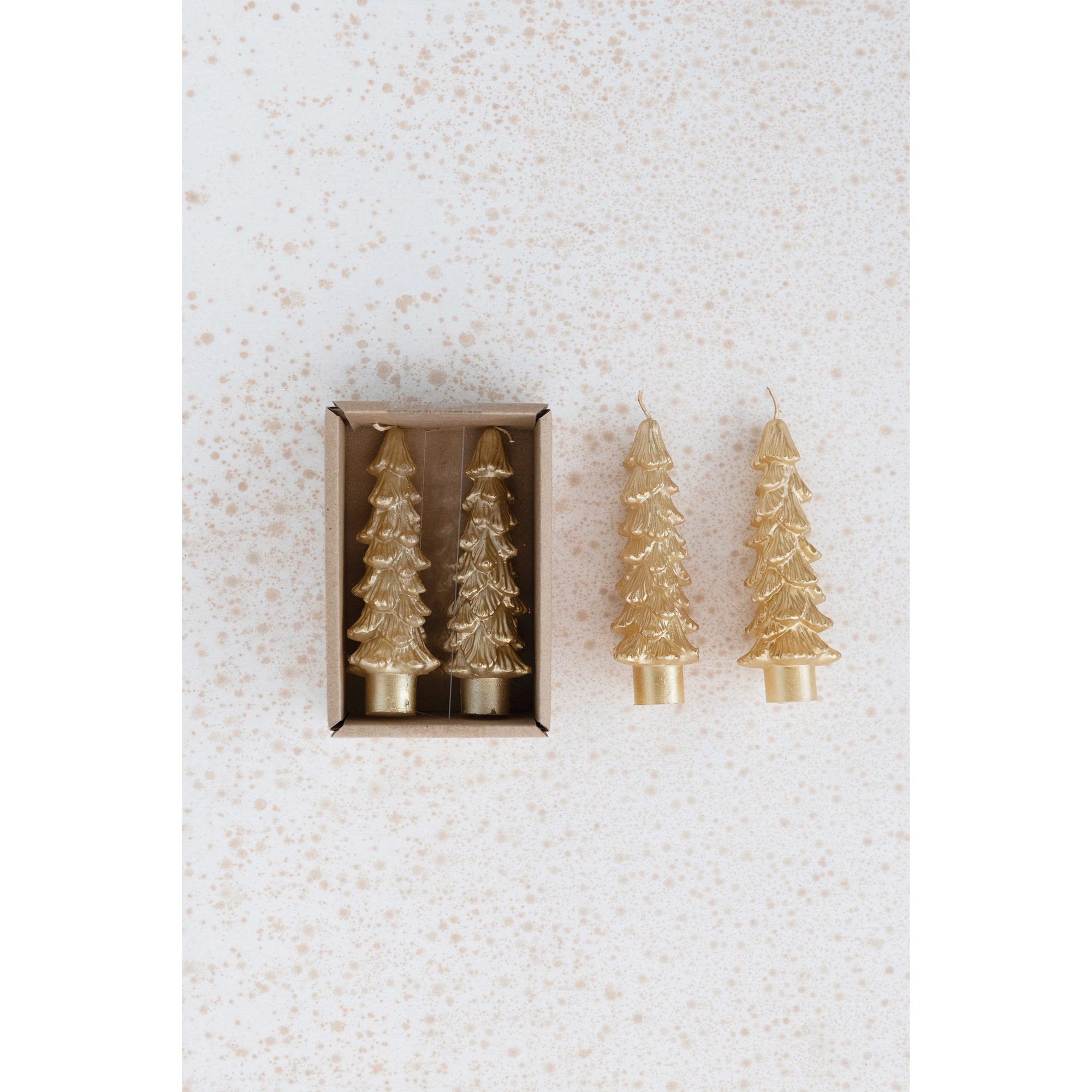 Unscented Tree Shaped Taper Candle, Gold Short | Home Decor & Candles