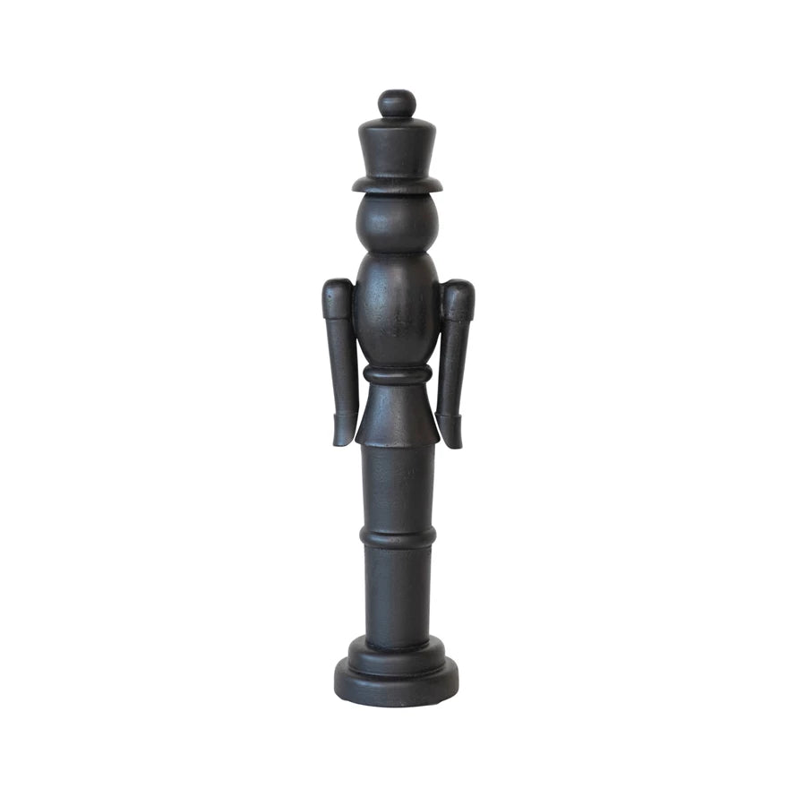 Mango Wood Nutcracker, Matte Black | Holiday Decorating