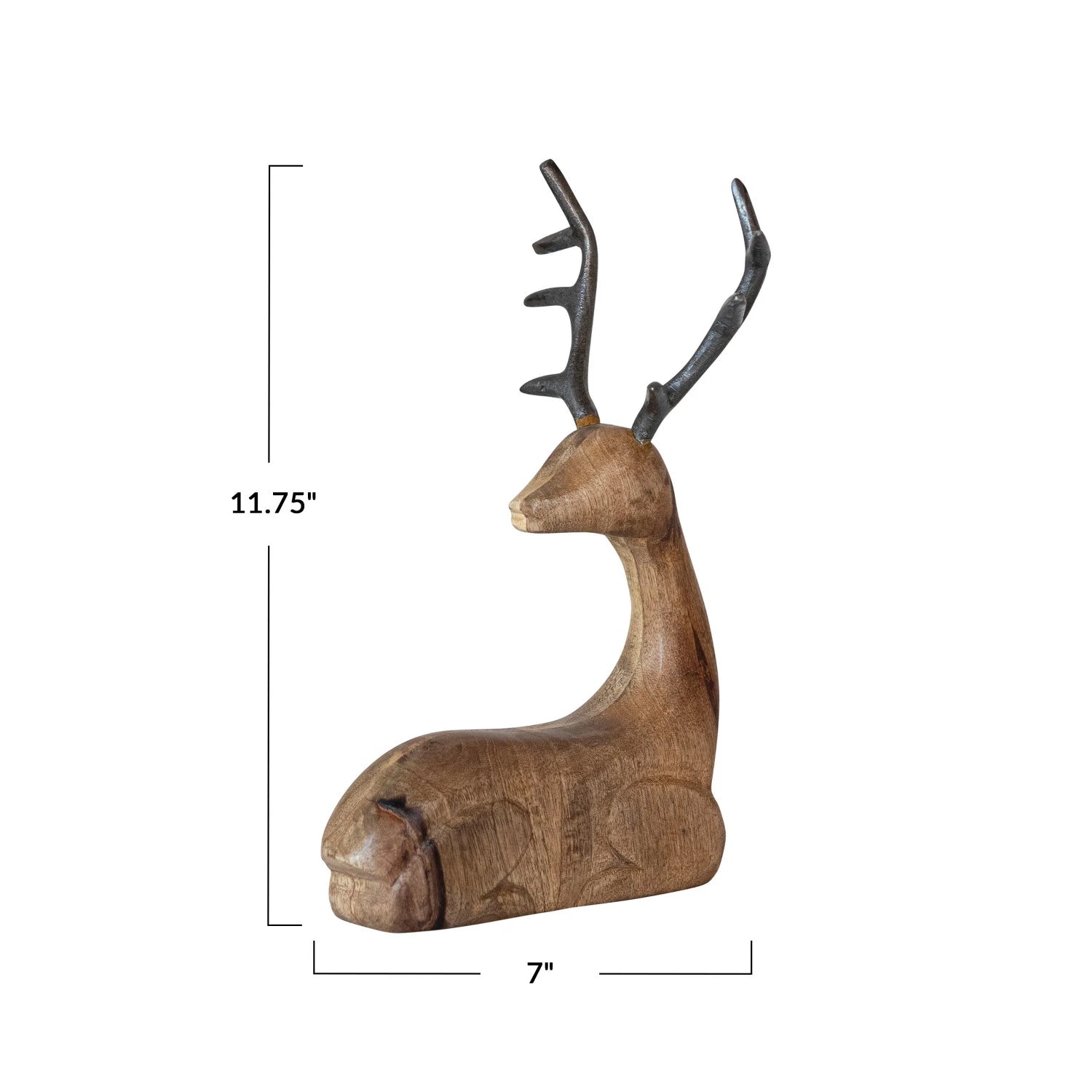 Wood Lying Reindeer w/ Aluminum Antlers | Home Decor & Gifts