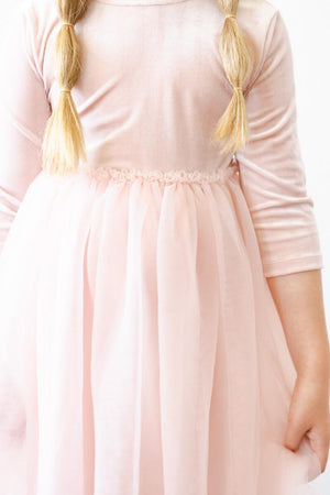 Light Pink Velvet Tutu Dress - Little Girl Twirl Dress | Mila & Rose