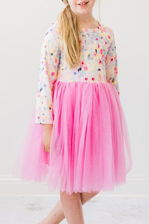 Flower Power Tutu Dress, Long Sleeve - Little Girl Twirl Dresses | Mila & Rose