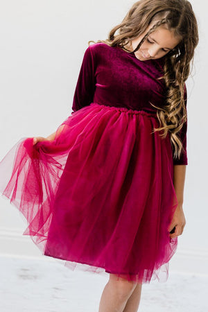 Cranberry Velvet Tutu Dress | Mila & Rose