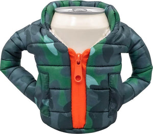 Beverage Jacket, Camo Green / Orange | Puffin Coozie