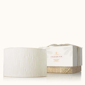 Thymes 3-wick White & Gold Ceramic Candle, Frasier Fir