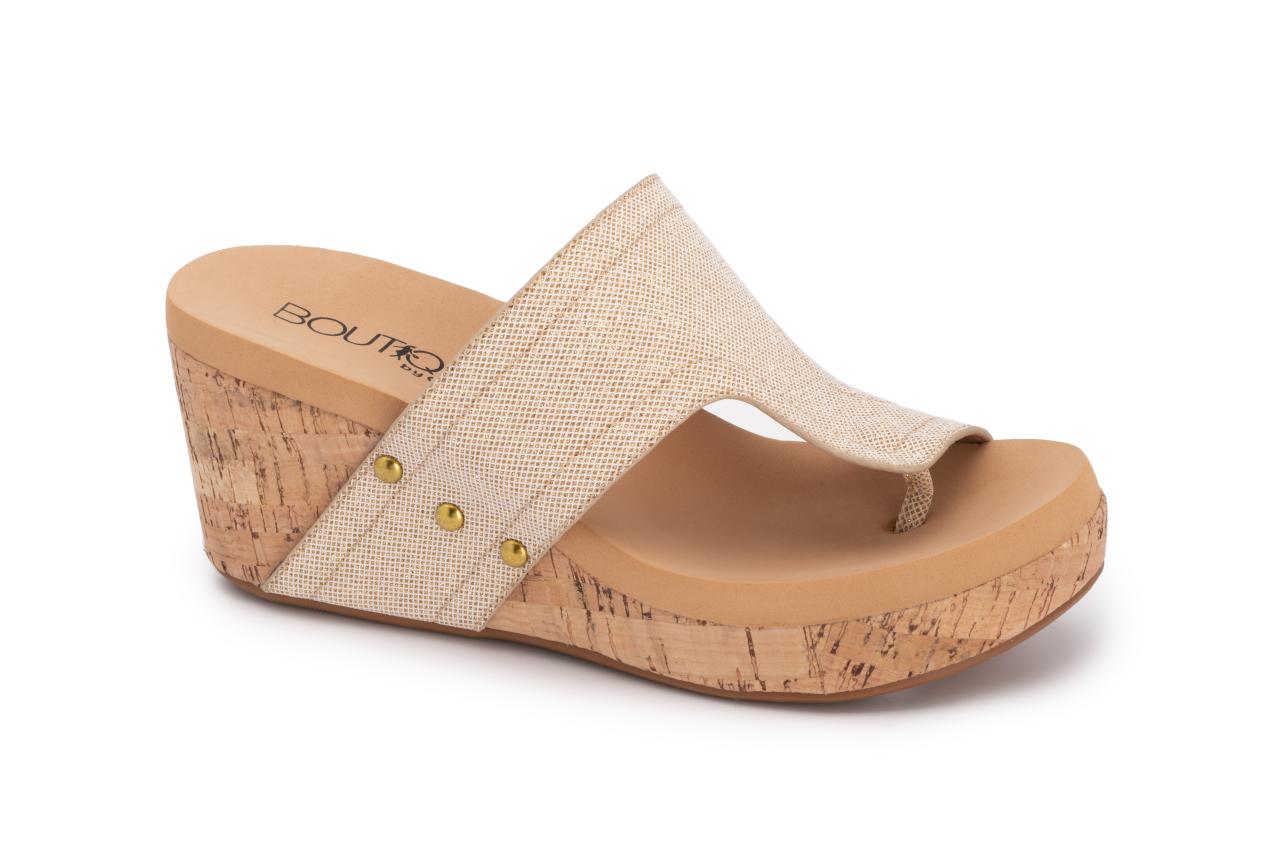 Flirty Wedge Sandal, Gold Shimmer | Corkys - SALE