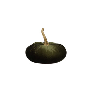 Extra Large Velvet Pumpkin with Resin Stem 9.75", Green