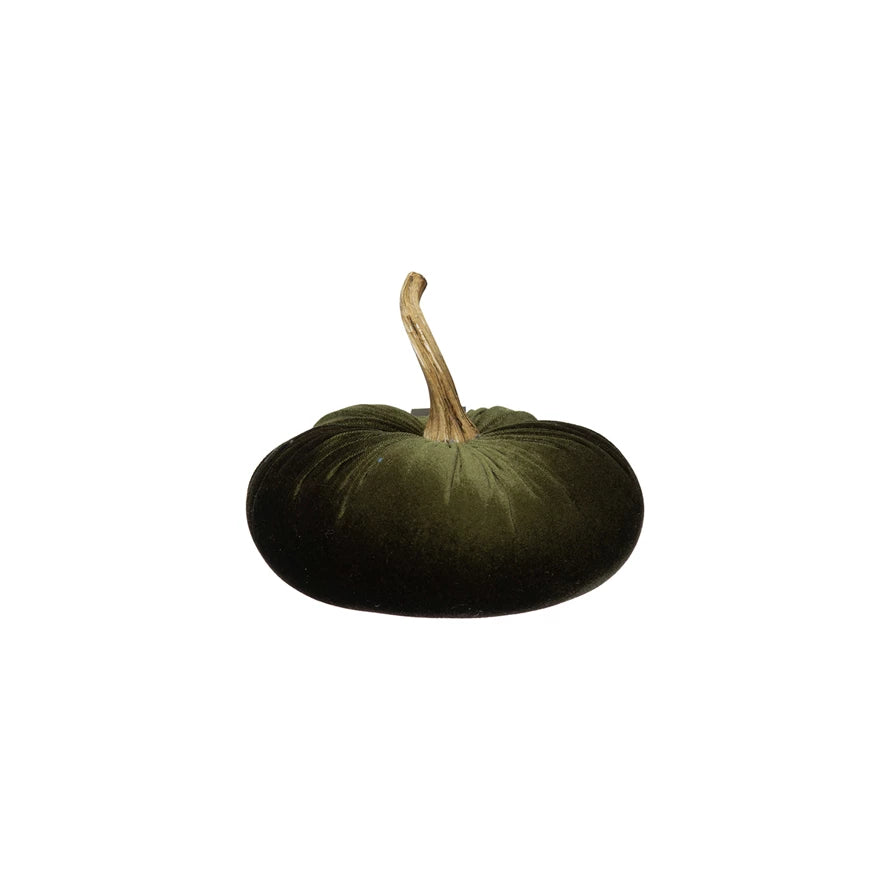 Giant Velvet Pumpkin with Resin Stem 11", Green