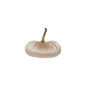 Extra Large Velvet Pumpkin with Resin Stem 9.75", Tan