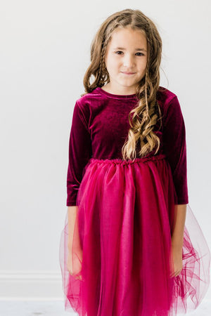 Cranberry Velvet Tutu Dress | Mila & Rose