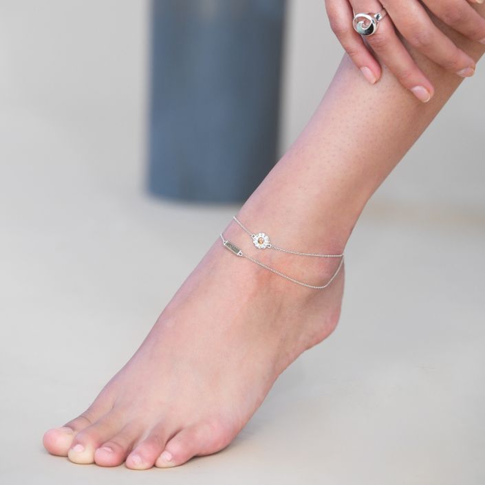 Delicate Dune Bar Anklet Turquoise, Silver | Dune Jewelry