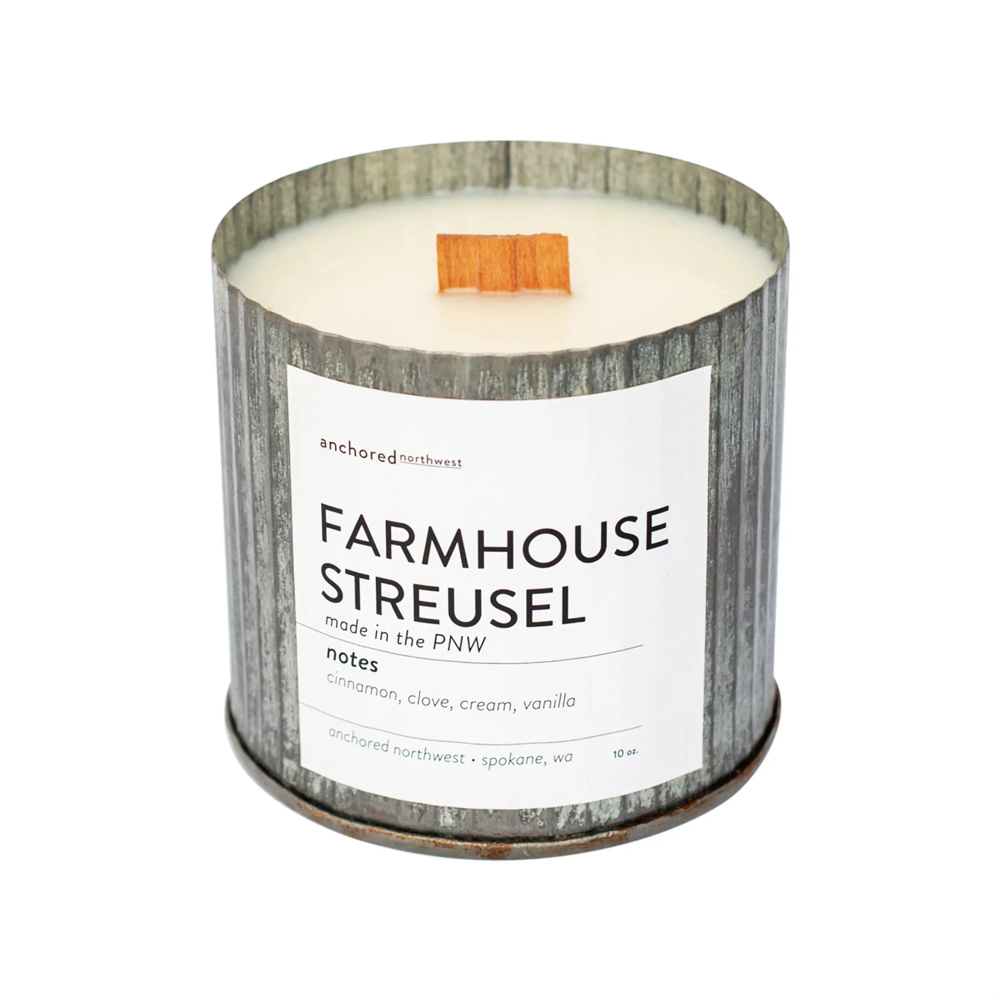 Farmhouse Streusel Wood Wick Rustic Candle - Anchored Northwest