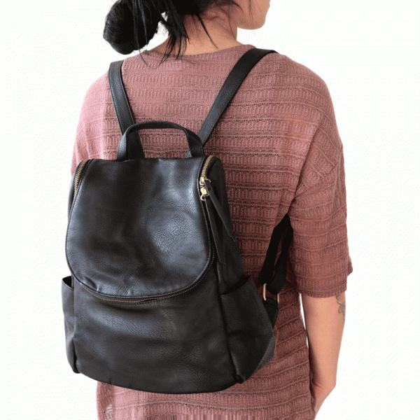 Kerri Side Pocket Backpack, Black | Joy