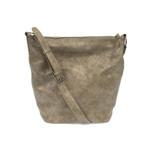 Nori Crossbody Bucket Bag, Distressed Metallic | Joy