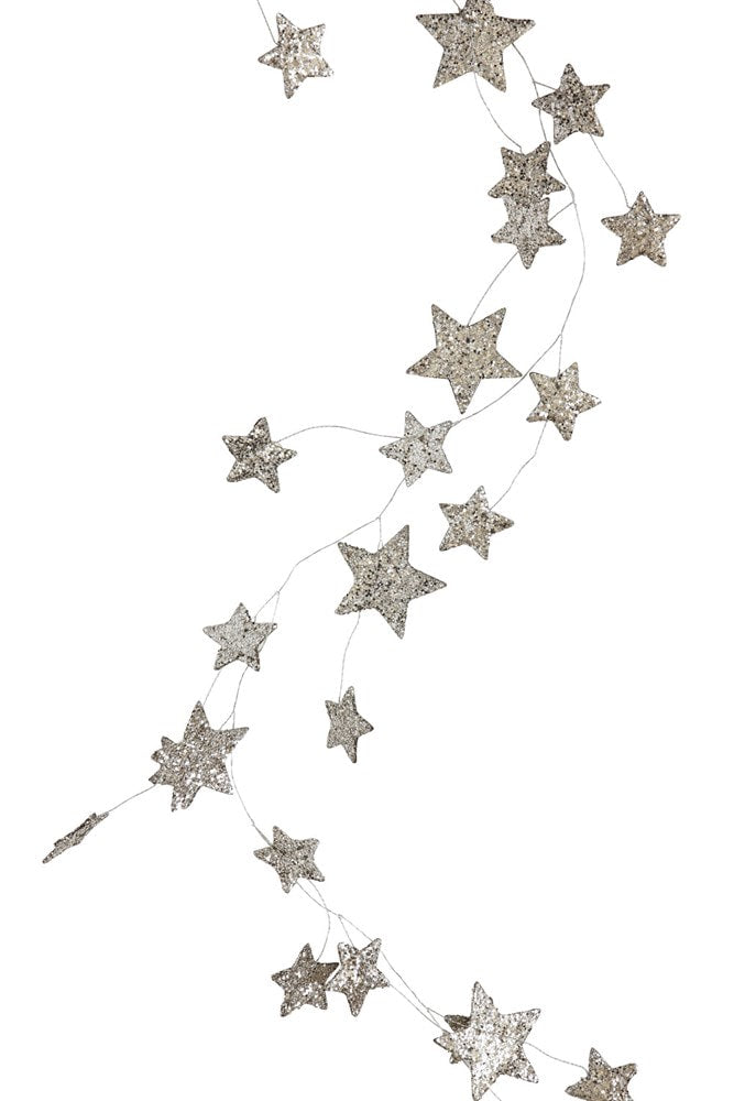 Glitter Star Garland, Sliver 72"