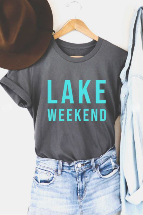 Lake Weekend Graphic T-shirt, Charcoal