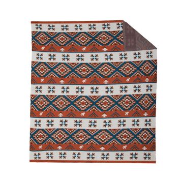 All Over Aztec Throw, Rust, Brown, Blue, and Ivory