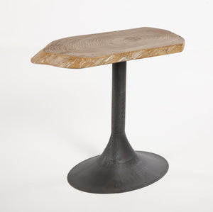 Large Slab Wood Side Table with Metal Base