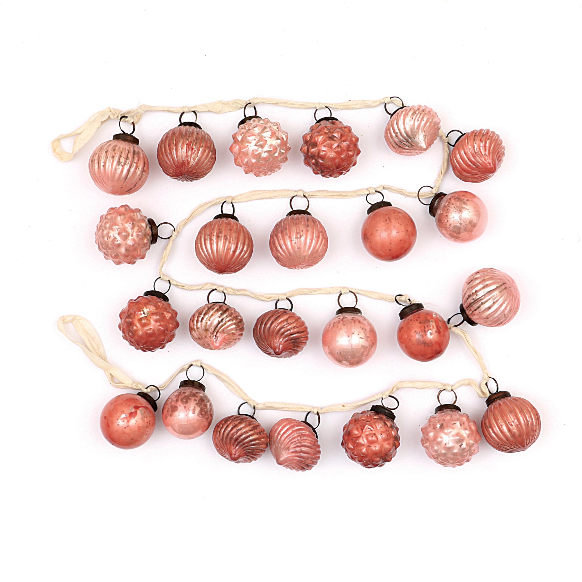 Mercury Glass Garland Ornaments 72", Blush