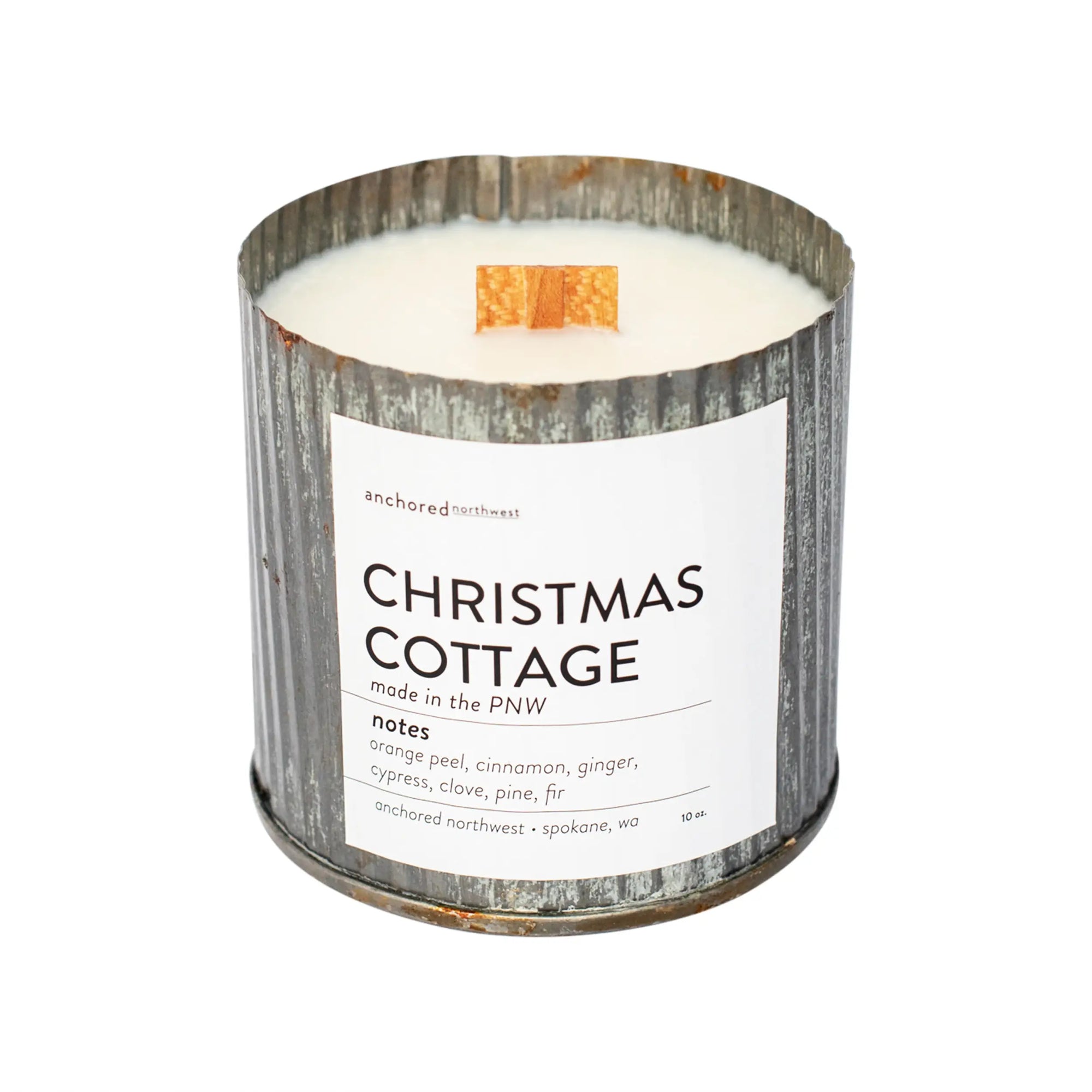 Christmas Cottage Wood Wick Rustic Candle - Anchored Northwest
